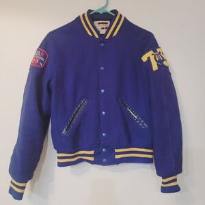 1970s Wool Leather Varsity Band Letterman Jacket Eastwood Band El Paso Texas